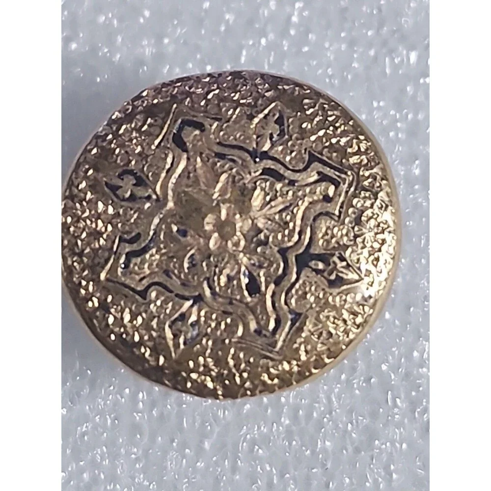 Vintage Brass Tone Etched Floral Metal Button ¾” Shank Art Nouveau Style - Picture 2 of 10